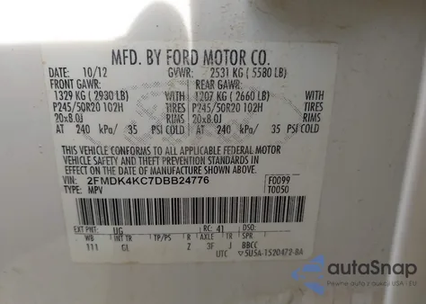 2013 Ford Edge Limited из США, поврежденный, VIN 2FMDK4KC7DBB24776